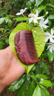 Red sandal wood Comb with design