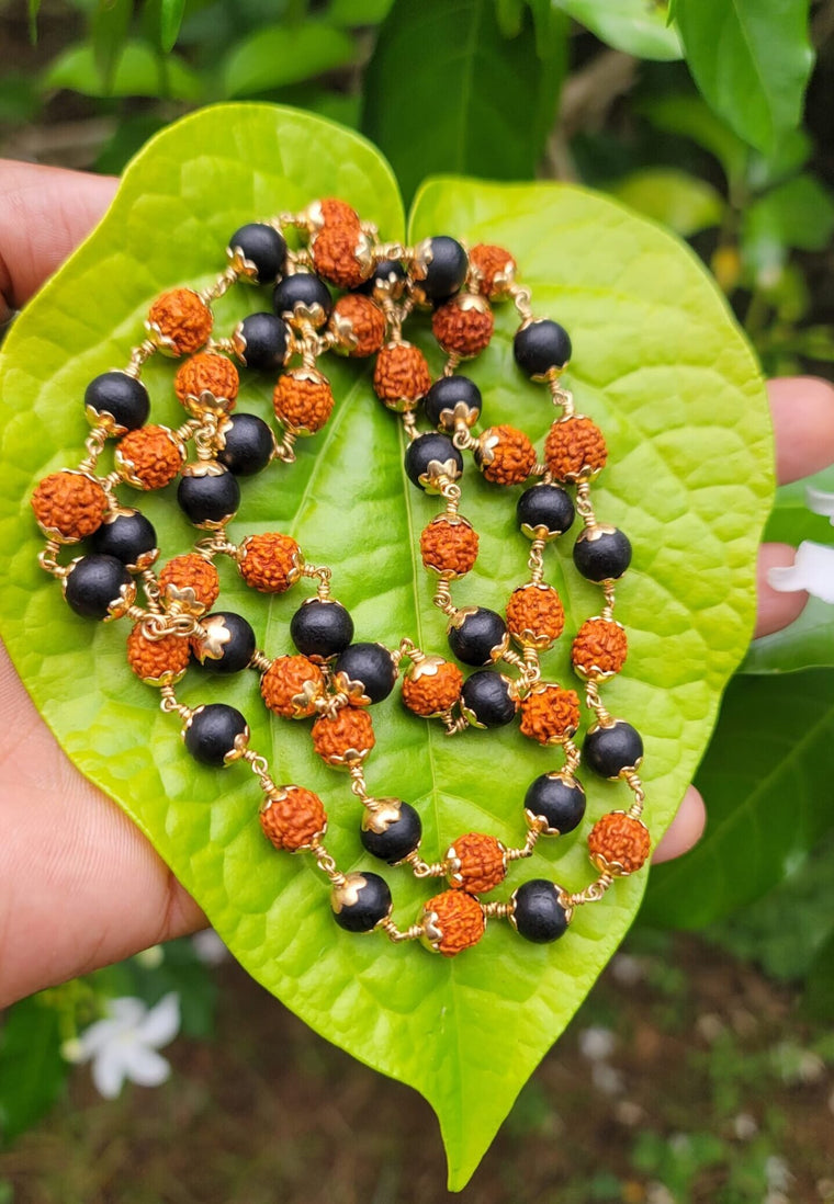 Karungali & Rudraksha Panchaloha (impon) Mala 8mm