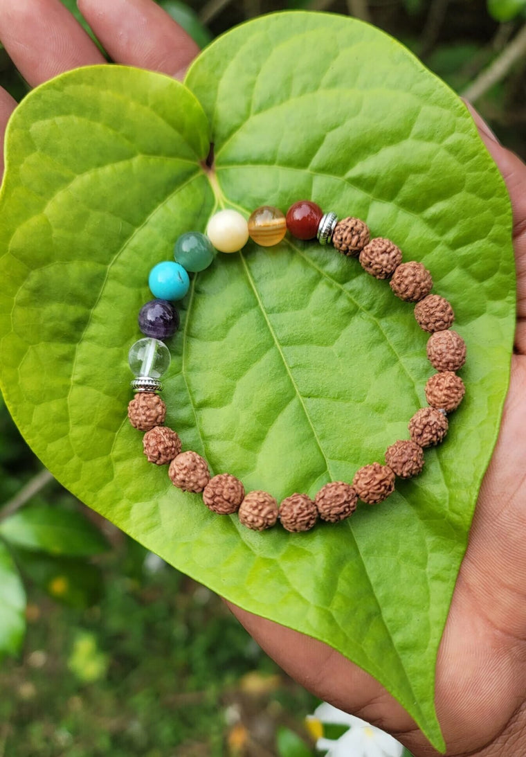 Rudraksha with Seven Chakra Bracelet - 8MM