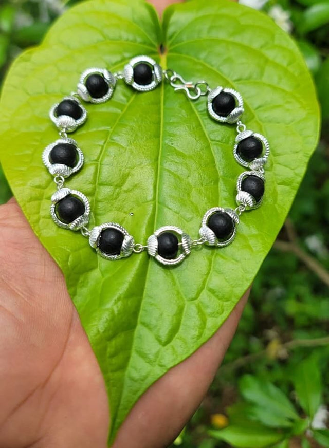 Karungali with Silver Coated Bracelet-8mm