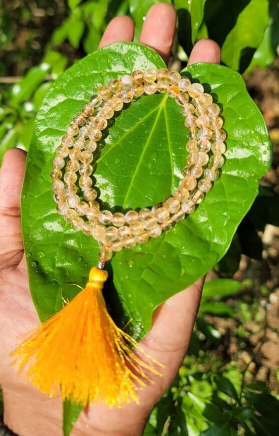 Citrine Gemstone Mala 108 Pearls-6mm