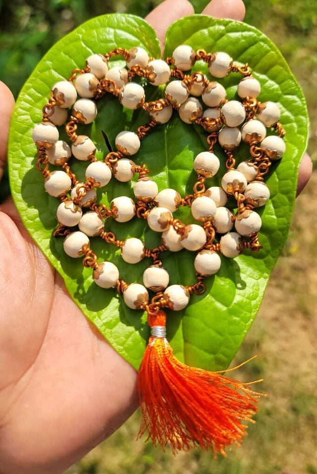 Tulasi Copper cap mala 8mm (thread type)