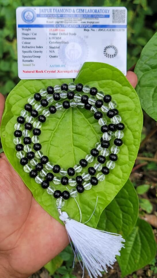 Karungali with Spatika Mala-6mm (type A)