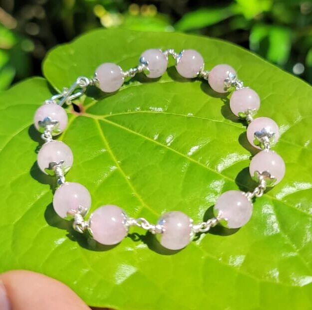 Rose Spatika Silver(925) Bracelet -8mm