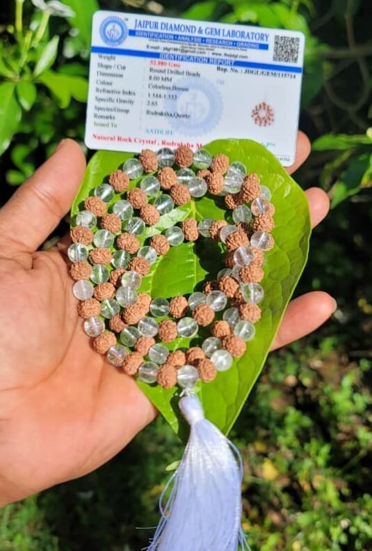 Spatika & Rudraksha Mala – 8mm