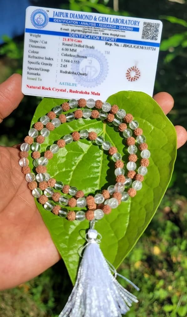 Spatika & Rudraksha Mala – 6mm