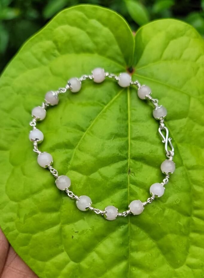 Rose Spatika Silver(925) Bracelet -6mm