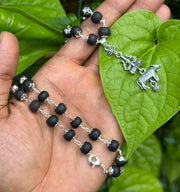 Karungali German Silver Mala with varanasi Nandi Pendant