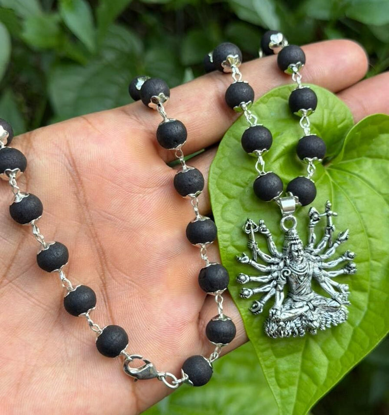 Karungali German Silver mahakal with 14 Hand Pendant