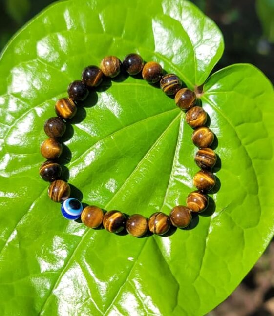 Tiger Eye with evil eye Bracelet 8mm