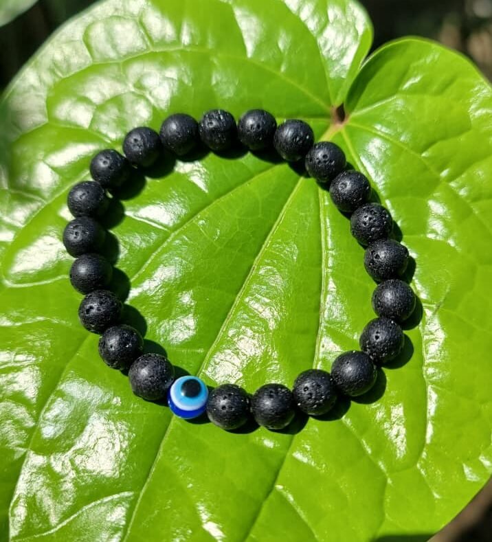Lava with evil eye Bracelet 8mm