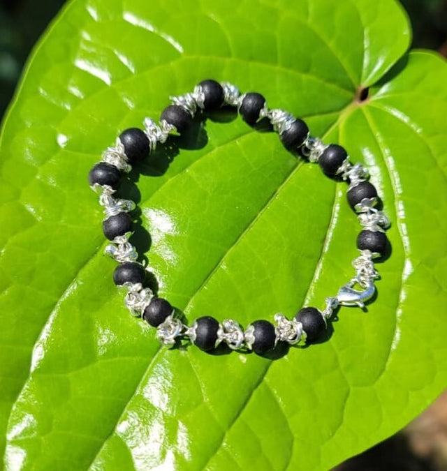 Karungali Silver Coated Bracelet with Hanging 8mm