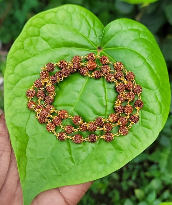 Rudraksha Gold Plated mala -8mm
