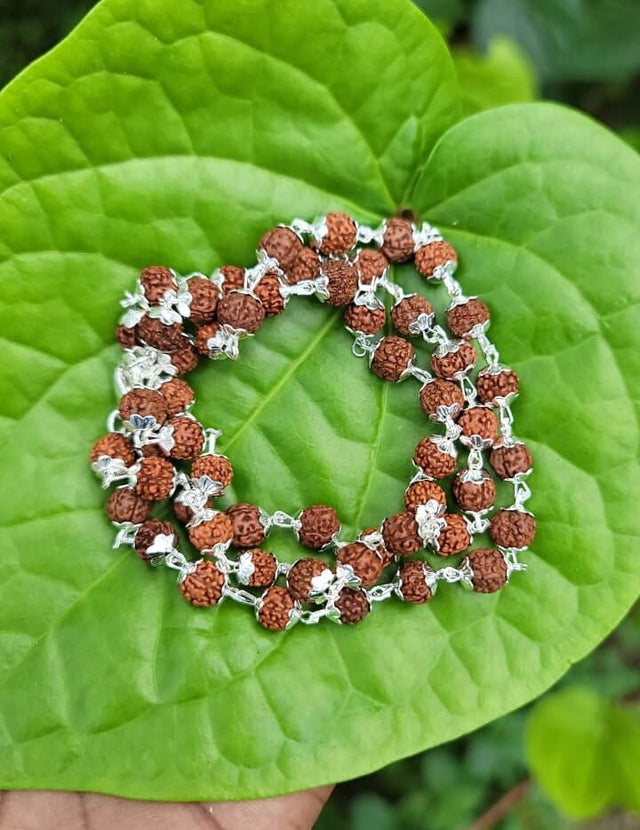 Rudraksha German silver mala -8mm