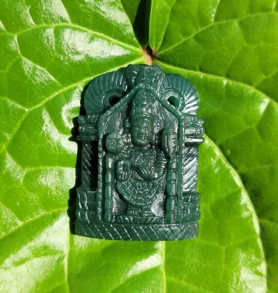 Green Jade Venkadeswara statue small 2inch(Emerald)