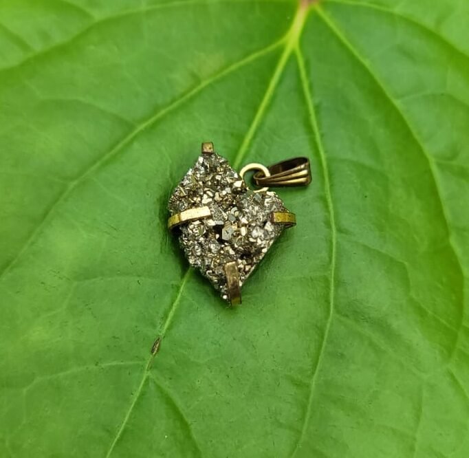 Natural Pyrite gold plated Gem Pendant