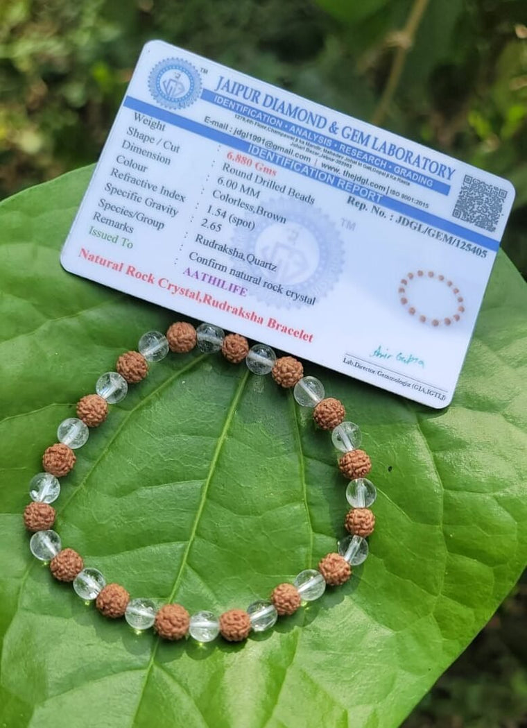 Rudraksha & Spatika Bracelet – 6mm