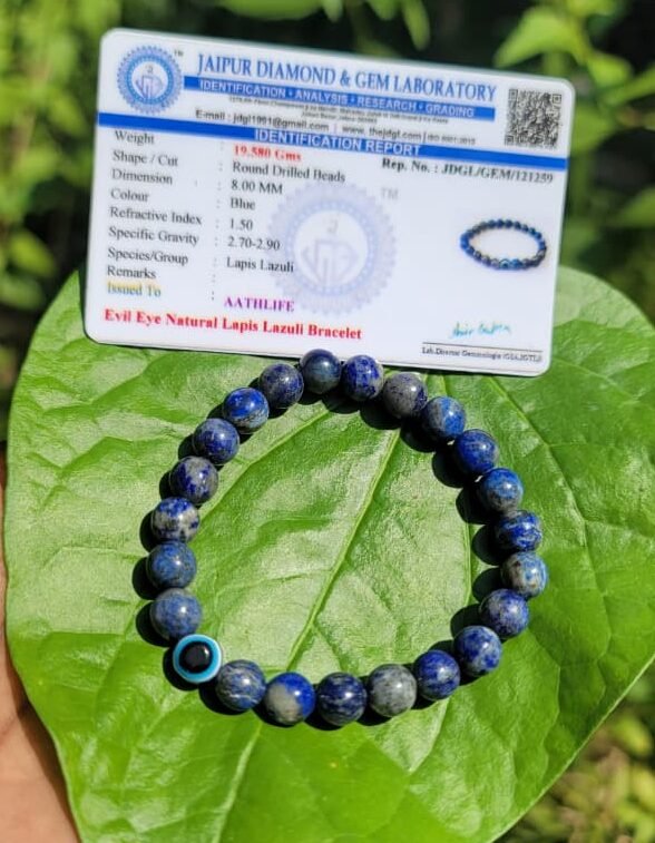 Lapis lazuli Gemstone Bracelet with Evil eye 8mm