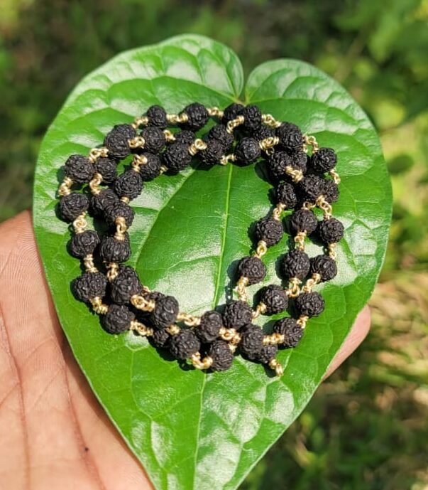 Black Rudraksha Panchaloha(impon)wire mala-8mm
