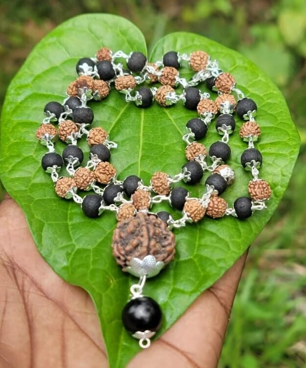 Karungali & Rudraksha German Silver with 2set Dollar-7mm