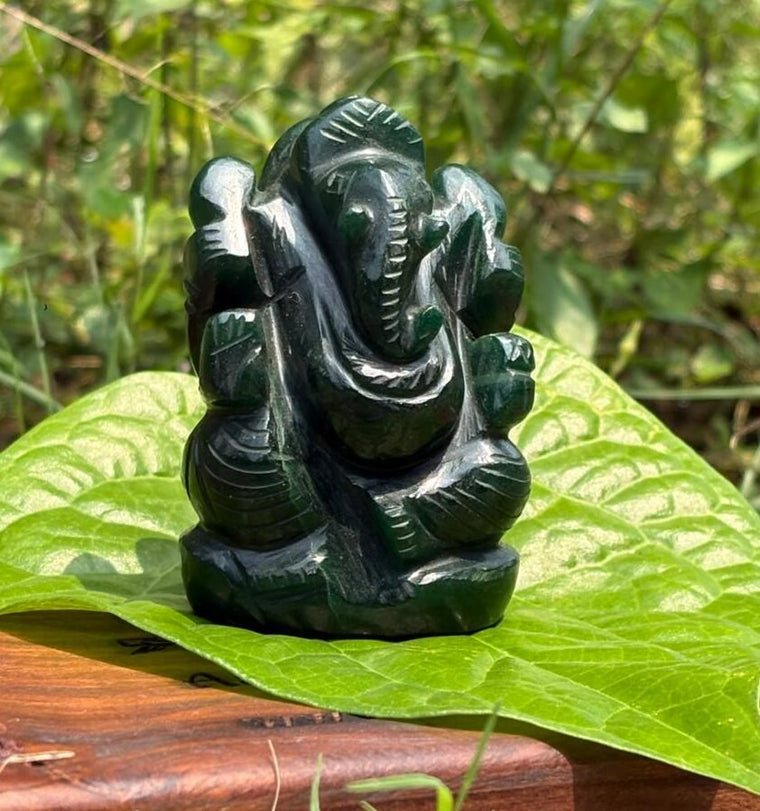 Green stone Emerald Ganesh Statue-3inch