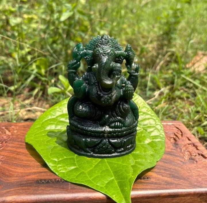 Green Jade Ganesh (Emerald 265grm) Exotic collection-3.6inch