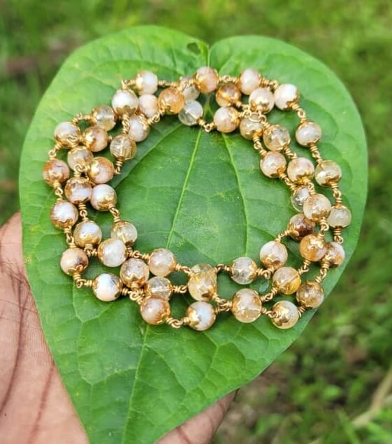 Citrine Panchaloha(impon)Mala - 54 beads