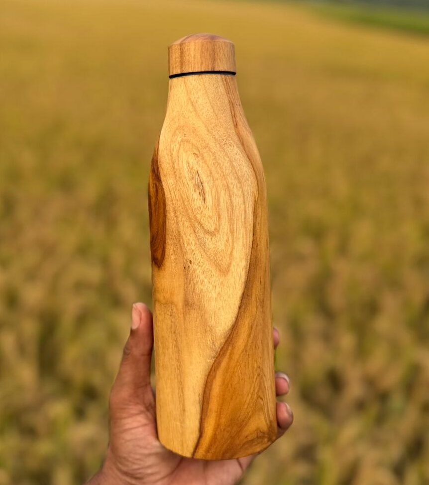 Copper Teak Wood Water Bottle-500ml