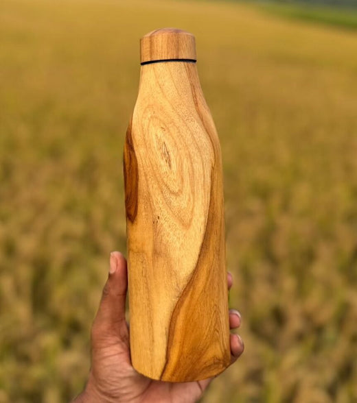 Copper Teak Wood Water Bottle-500ml