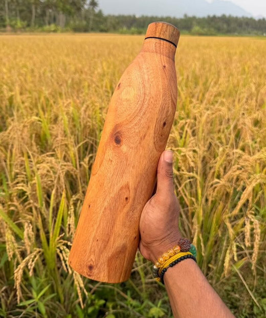 Copper Teak Wood Water Bottle-950ml