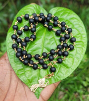 Karungali Panchaloha(impon) wire mala with Vel Peacock Dollar-8mm