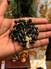 Karungali Panchaloha(impon) wire mala with Vel Peacock Dollar-8mm