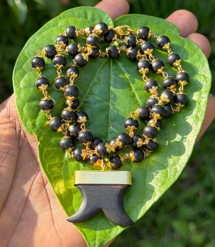 Karungali Gold Plated with Tiger Teeth Pendant-7mm