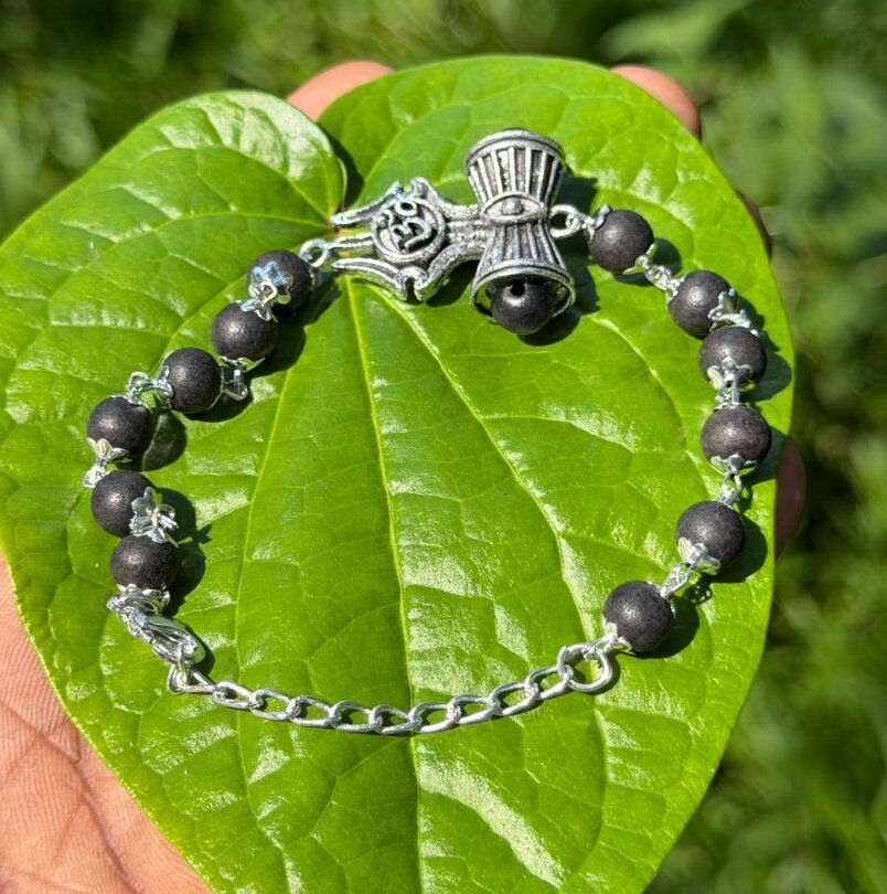 Karungali German Silver Om Trisul bracelet(type B)