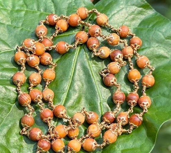 Devadaru Panchaloha(impon) Flower Cap Mala-6mm