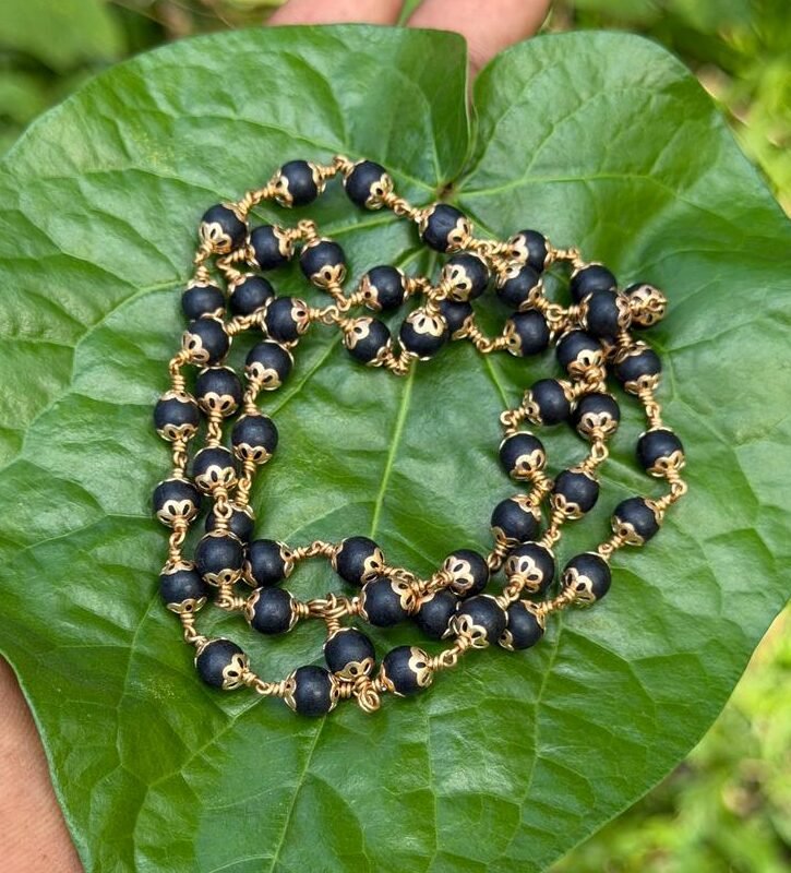 Karungali Panchaloha(impon) Flower Cap Mala-6mm