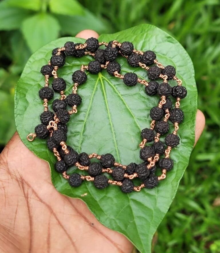 Black Rudraksha Copper Wire Mala - 8mm