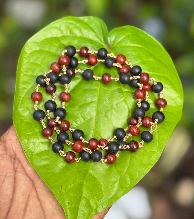 Karungali with Red Sandal Panchaloha(impon) Wire Mala 8mm