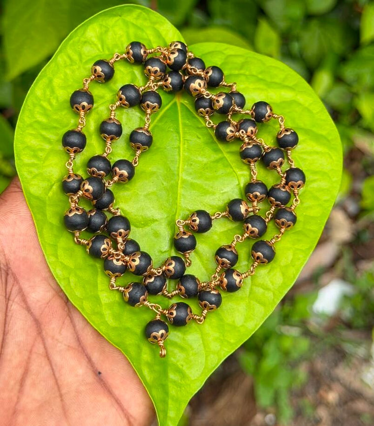 Karungali Panchaloha(impon) Flower Cap Mala-8mm