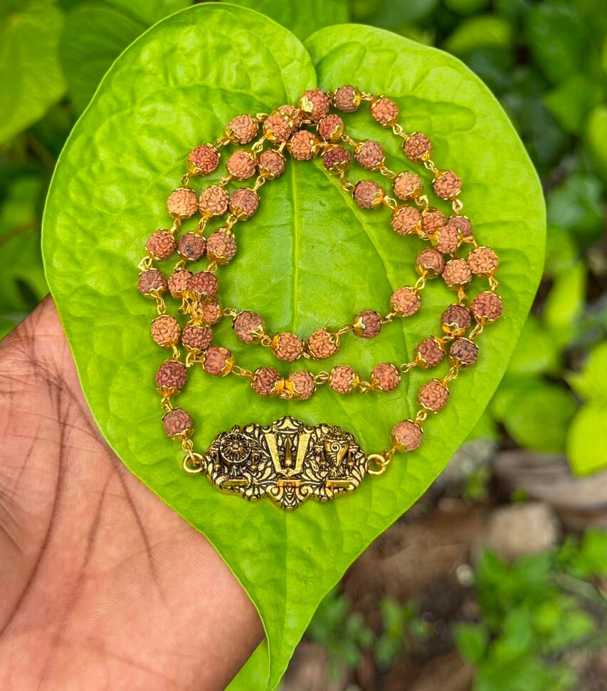 Rudraksha Gold Plate Mala With Venkateswara Dollar 7mm