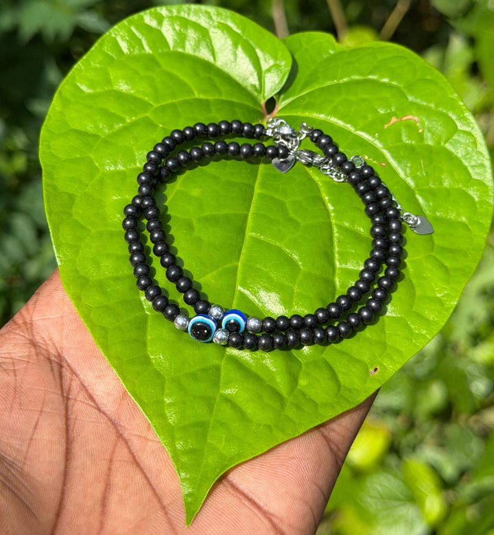 Karungali with Evil Eye Anklet 4mm(pair)