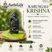 Karungali Krishna Statue 4 inch