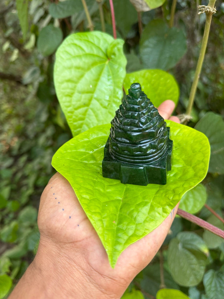 Green jade Shri yantra